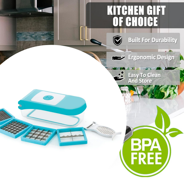 Ganesh 7 in 1 Plastic Vegetable Dicer, Blue