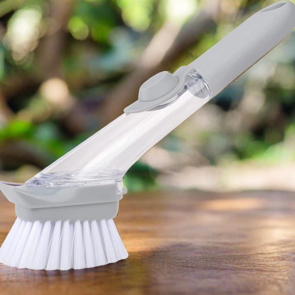 Liquid dispenser dish brush scrubber