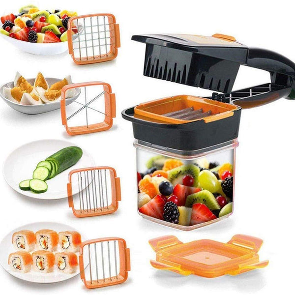 5-in-1 vegetable chopper with cutting blades
